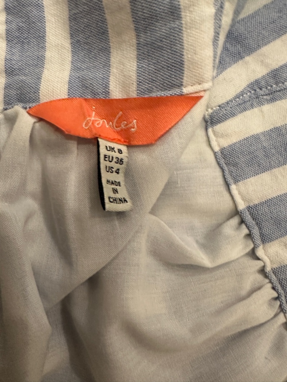 Joules Blue & White Striped Apron Dress | Coastal Summer Midi - Picture 4 of 5